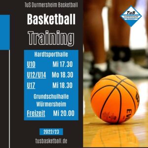Trainingszeiten Tus Durmersheim Basketball 2022-23